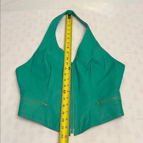 VINTAGE WILSONS LEATHER HALTER TOP CORSET TURQUOISE SIZE LARGE - Picture 13 of 16